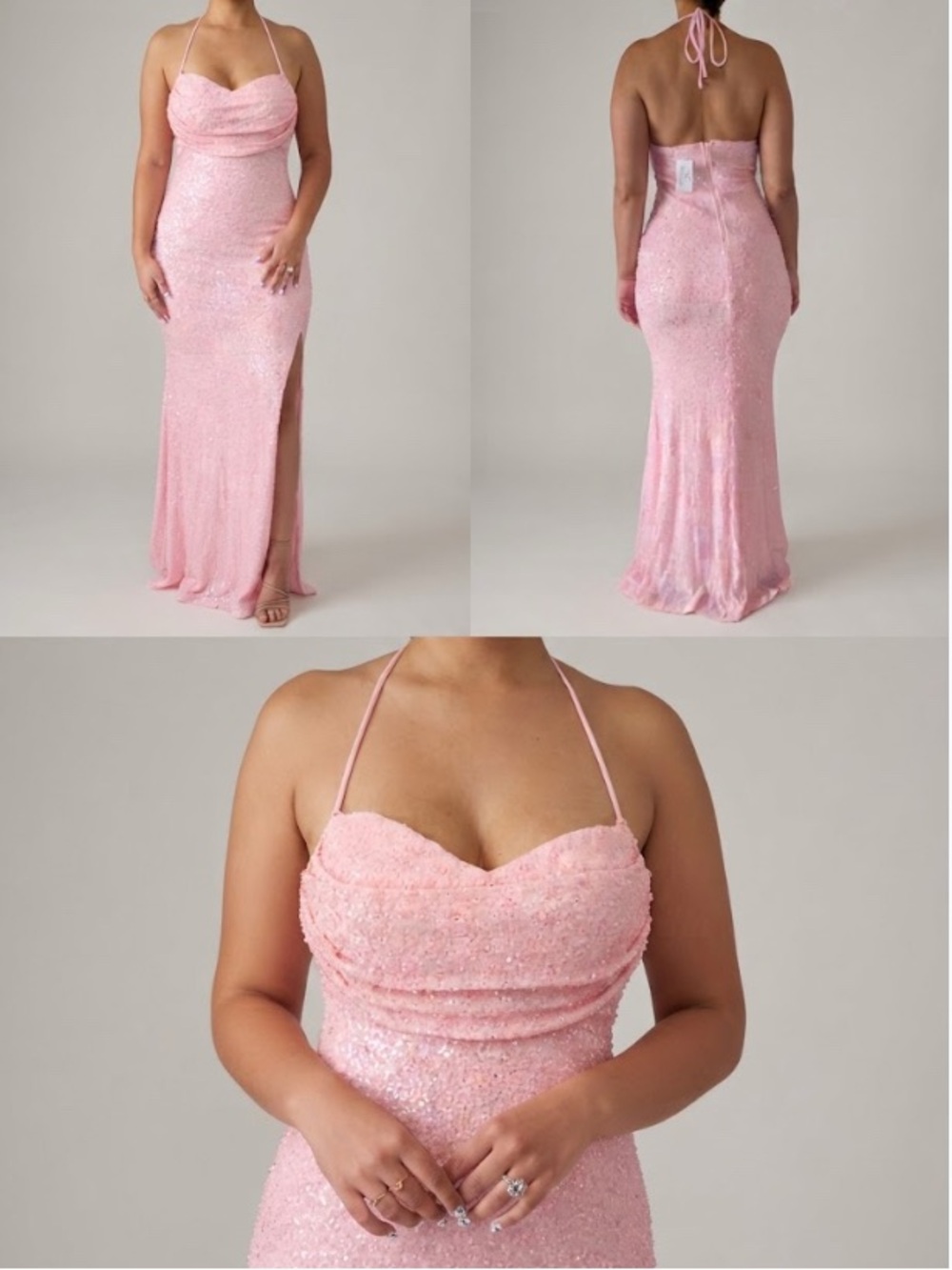Pastel PINK Formal Floor Sparkly Length Gown - NWT